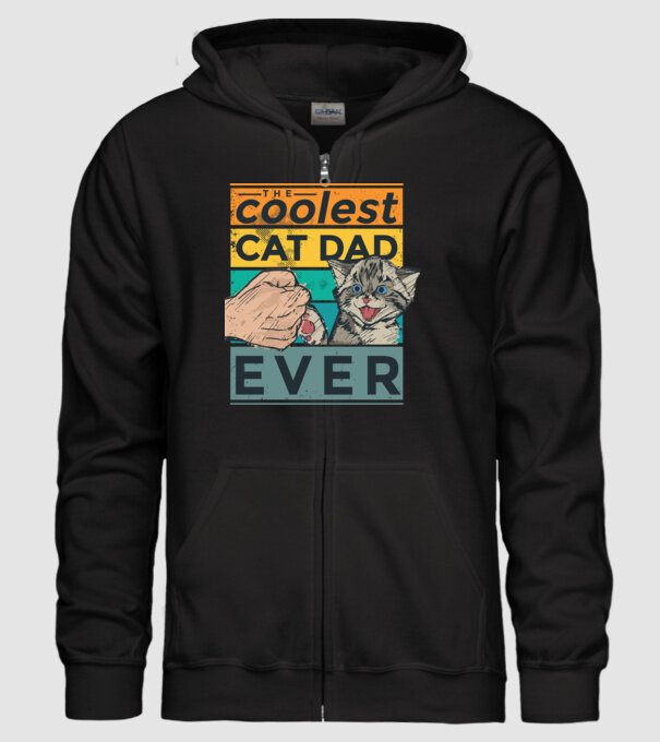 Coolest Cat Dad Ever - Cel mai tare tată cu pisică model negru pe tricou