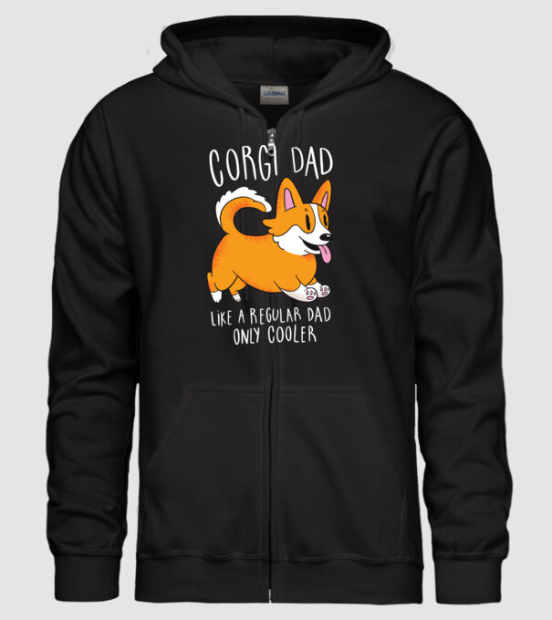 Tată de Corgi model negru pe tricou