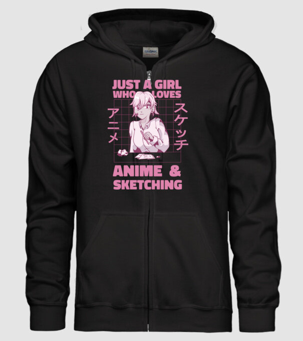 Doar o fată căreia îi place Anime și desenul model negru pe tricou