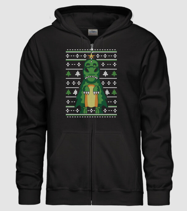 T-rex cu pulovăr urât model negru pe tricou