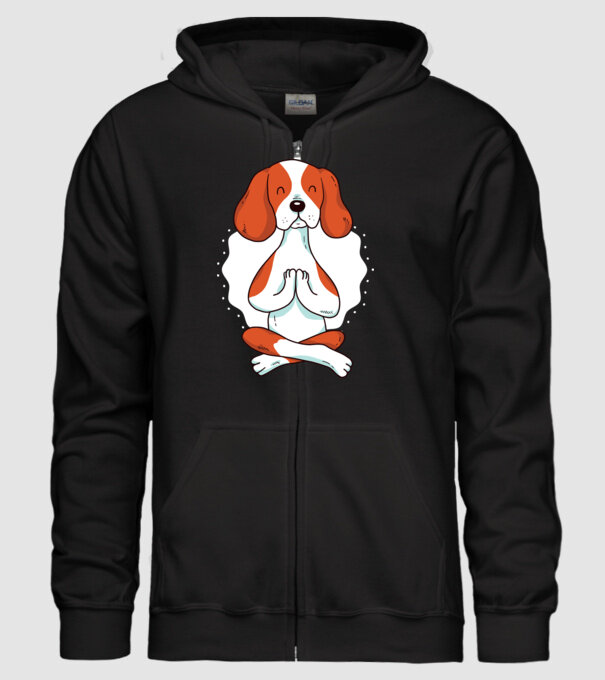 Yoga Drăguț Câine Beagle model negru pe tricou