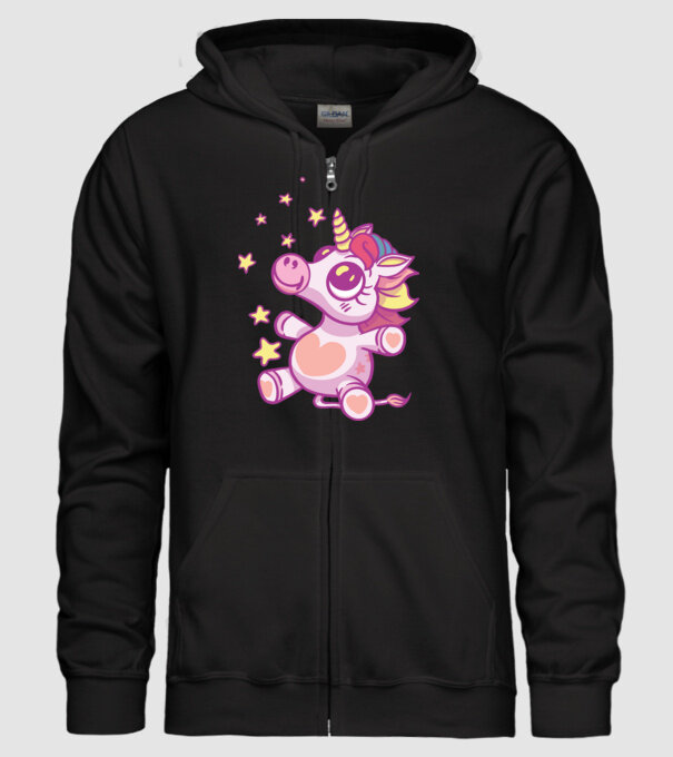 Unicorn drăguț model negru pe tricou