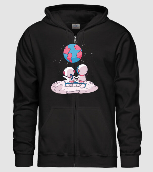 Astronauți drăguți model negru pe tricou