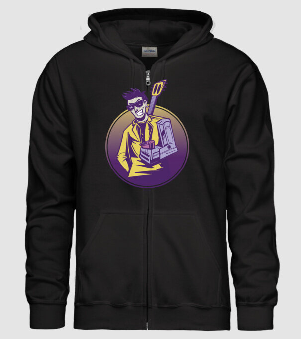 Chitarist Cyberpunk model negru pe tricou