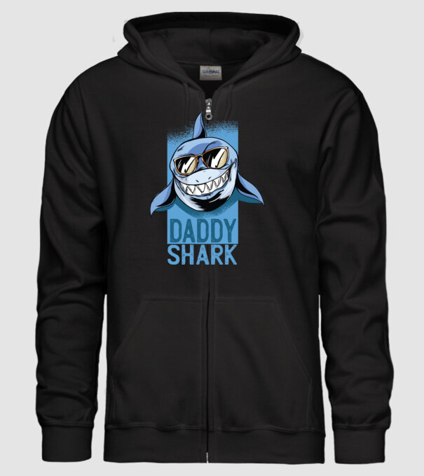 Daddy Shark tricou pentru tata model negru pe tricou
