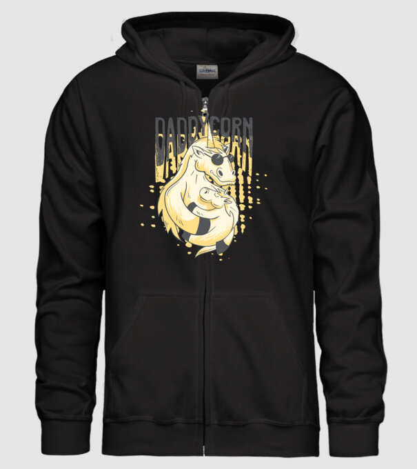 Daddycorn - Tată Unicorn model negru pe tricou
