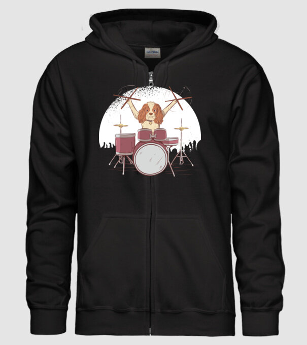 Câine Baterist model negru pe tricou