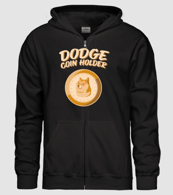 Doge Coin Holder model negru pe tricou