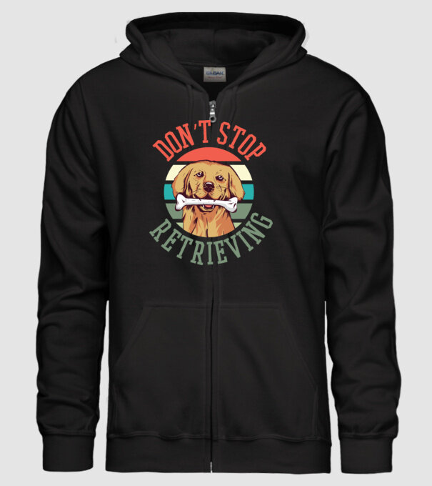 'Don''t Stop Retrieving Golden Retriever' model negru pe tricou
