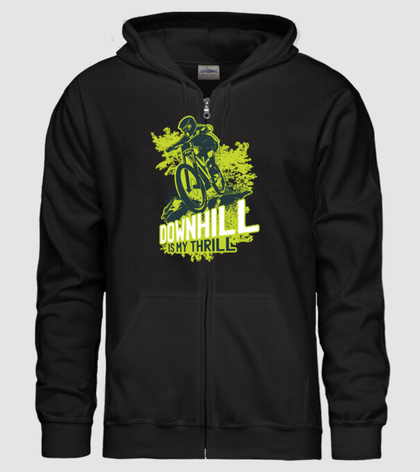Downhill Is My Thrill tricou bicicletă model negru pe tricou