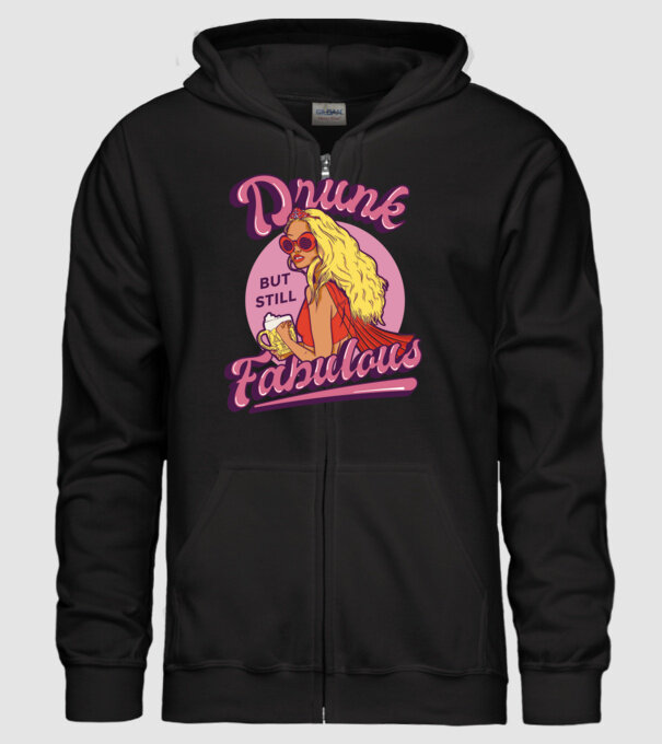Drunk but still Fabulous model negru pe tricou