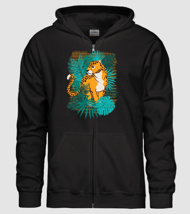 Jaguar junglă model negru pe tricou