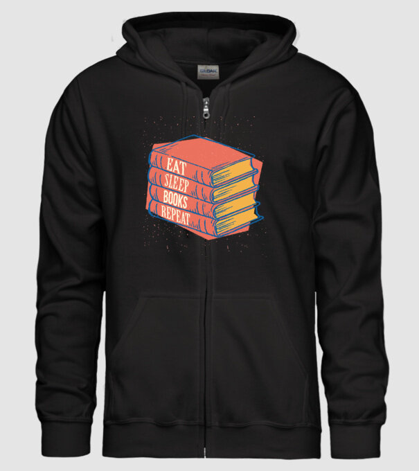 Eat Sleep Books Repeat Lectură model negru pe tricou