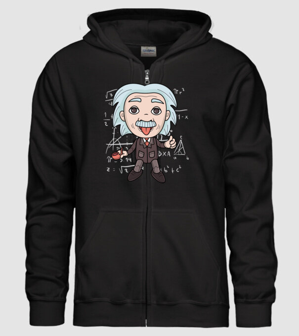 Caricatură Einstein model negru pe tricou