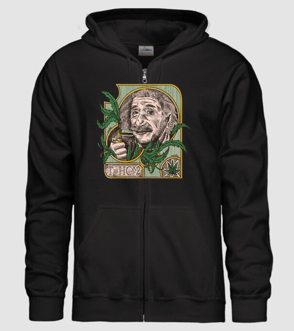 Einstein Marijuana THC model negru pe tricou