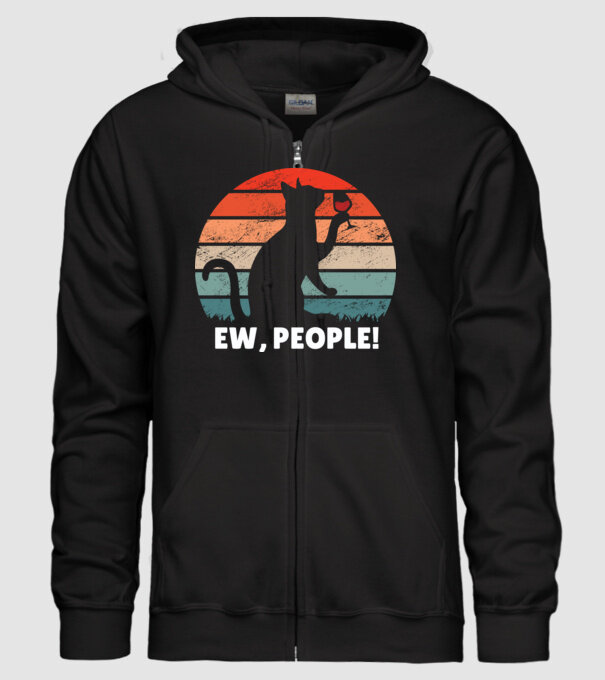 Ew, oameni - Pisică model negru pe tricou