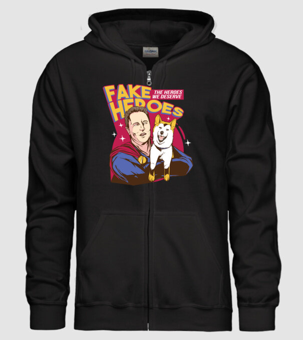 Fake Hero Elon Musk model negru pe tricou