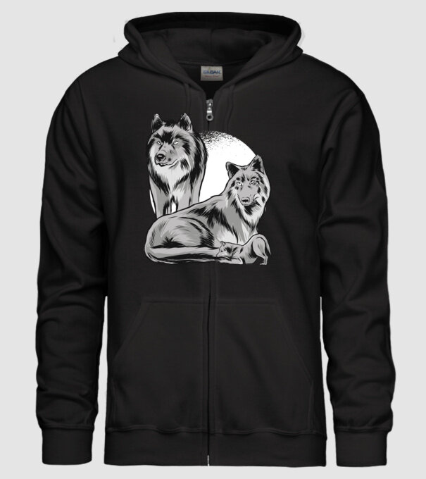 Familie de lupi model negru pe tricou