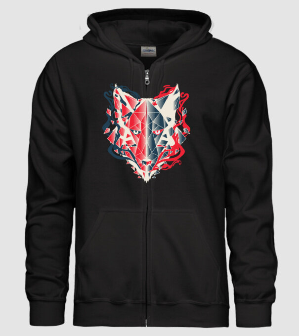 Wolf Head model negru pe tricou