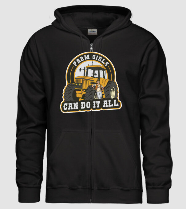 Farm Girls can do it all Tractor model negru pe tricou
