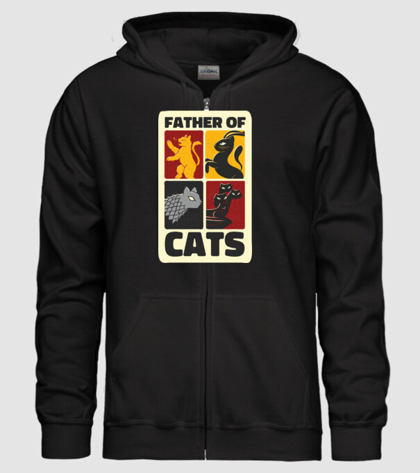 Father of Cats Game of Thrones parodie model negru pe tricou