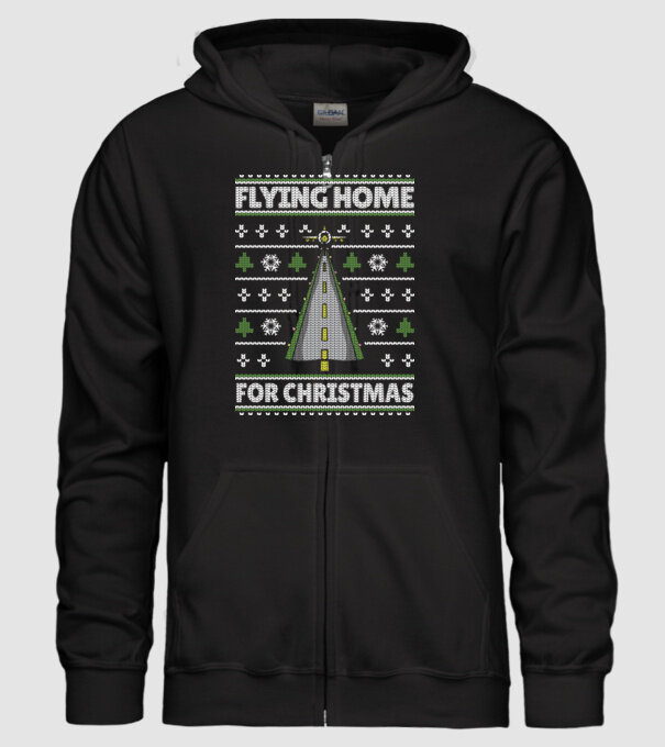 Flying Home for Christmas Pulover urât model negru pe tricou