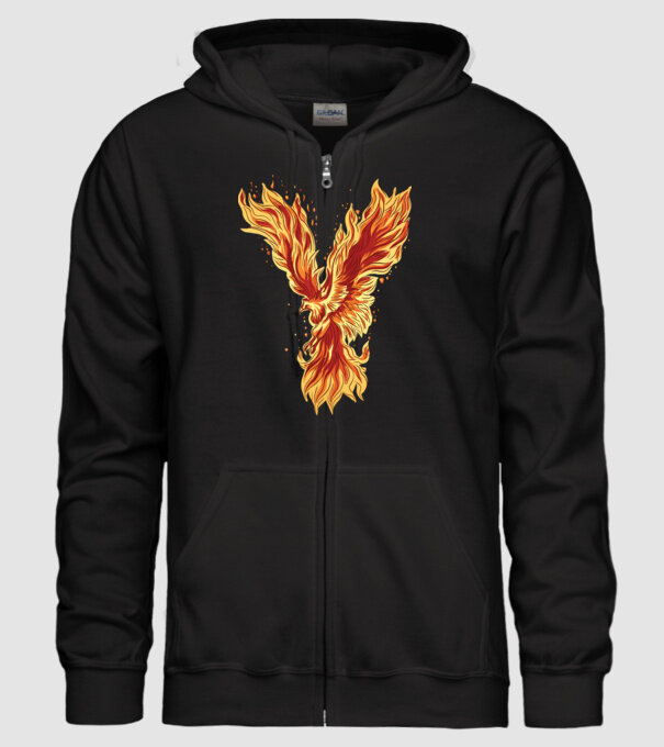 Pasărea Phoenix model negru pe tricou