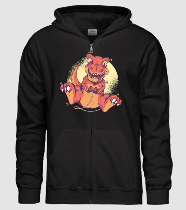 Dinozaur Gamer tricou model negru pe tricou