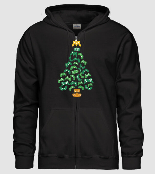 pom de Crăciun Gamer model negru pe tricou