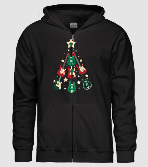 Pom de Crăciun Chitară model negru pe tricou