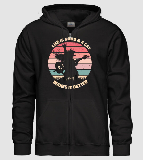 Pisică Chitaristă model negru pe tricou