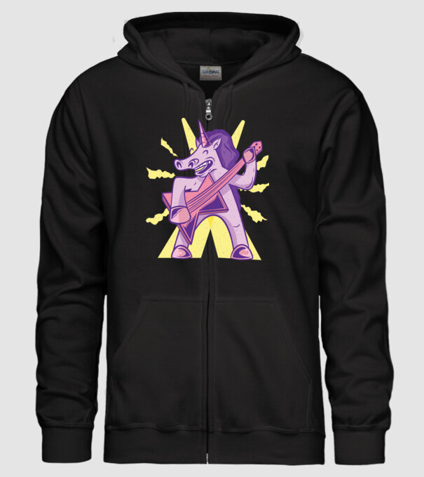 Unicorn cu chitara model negru pe tricou