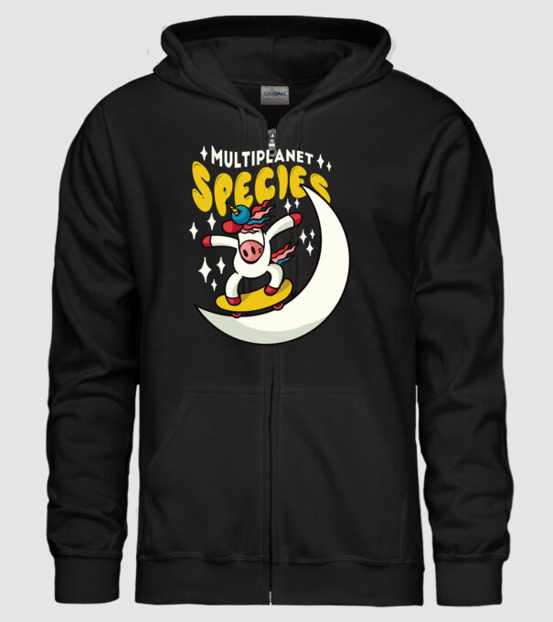 Skateboarding unicorn model negru pe tricou