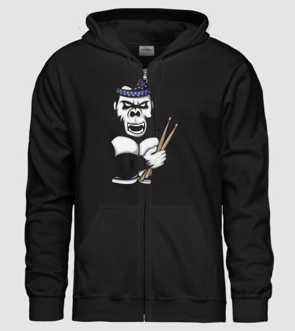 Gorilă Baterist model negru pe tricou