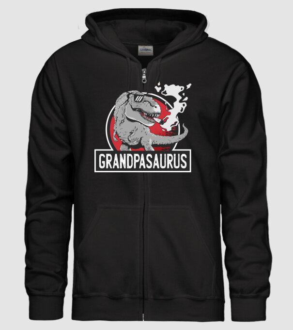 Grandpasaurus T-rex model negru pe tricou