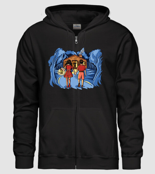 Copii în pădure Poveste model negru pe tricou