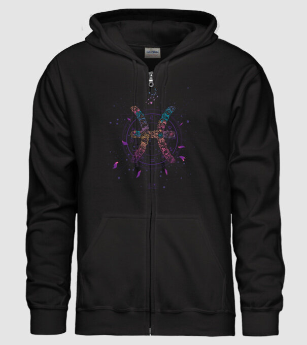 Pisces Zodiac model negru pe tricou