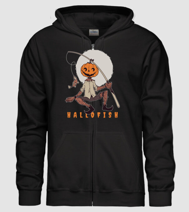 Hallofish - Pescar Halloween model negru pe tricou