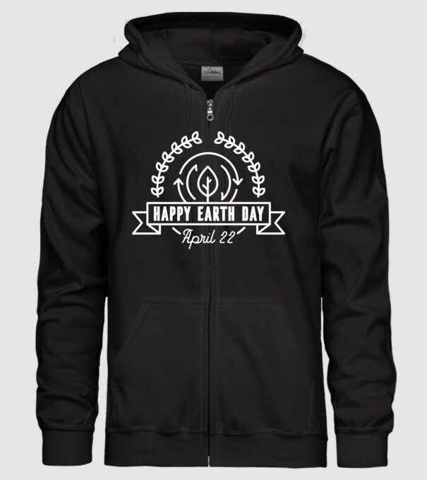 Happy Earth Day - Ziua Pământului model negru pe tricou