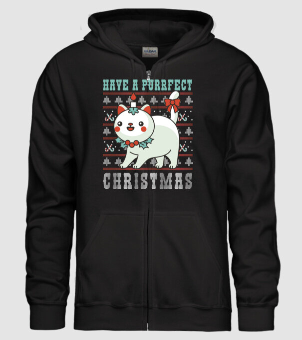 Have a Purrfect Christmas model negru pe tricou
