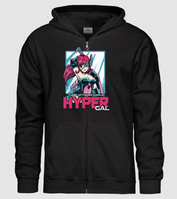Hyper Gal - Fată Anime model negru pe tricou