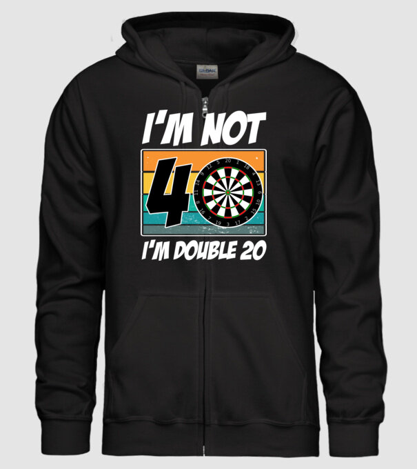 'I''m not 40 I''m double 20 darts birthday' model negru pe tricou