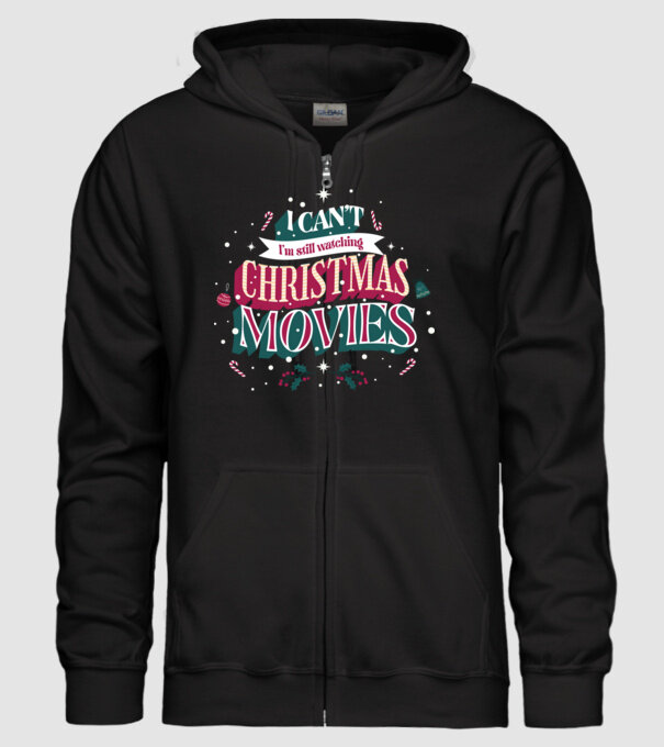 'I Can''t I''m still watching Christmas Movies' model negru pe tricou