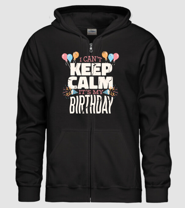 'I can''t keep calm it''s my birthday' model negru pe tricou