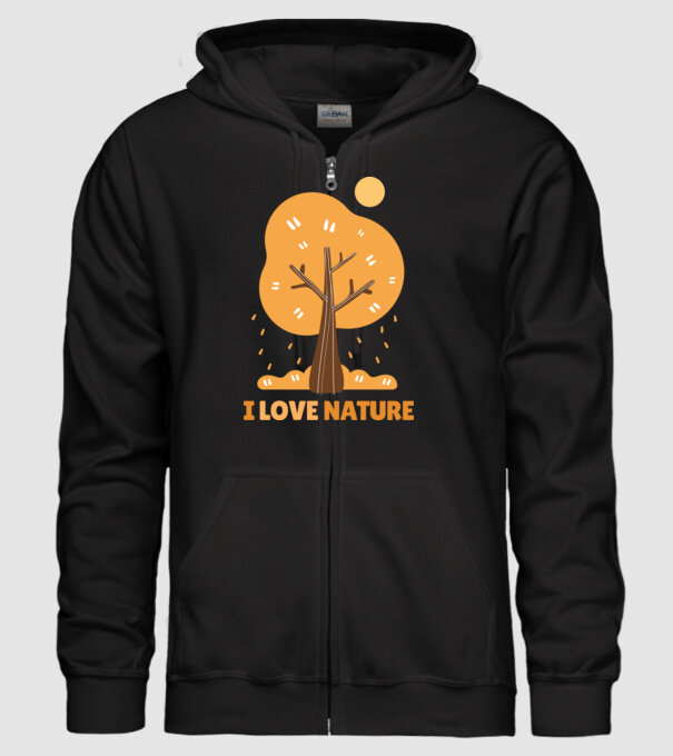 I Love Nature model negru pe tricou
