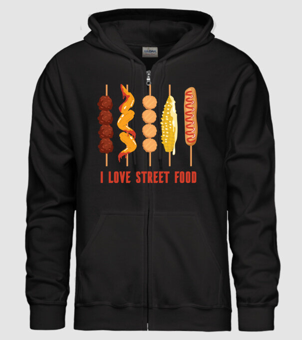 I Love Street Food model negru pe tricou
