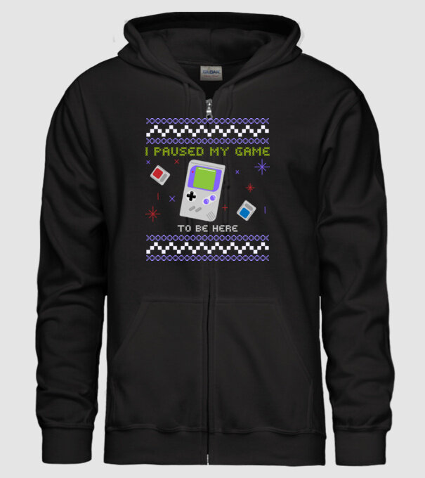 I paused my game to be here - Gamer pulovăr urât model negru pe tricou
