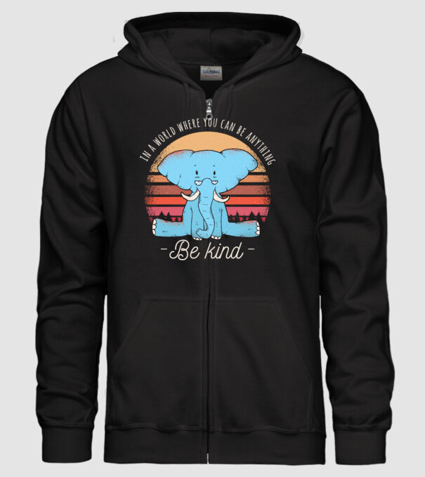 In a world where you can be anything be kind tricou elefant model negru pe tricou
