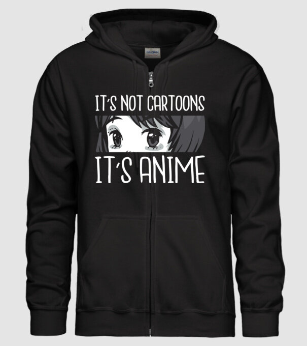 'It''s not cartoons it''s anime' model negru pe tricou