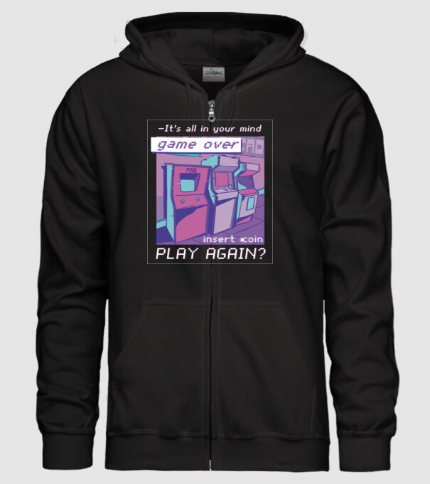 Sala de jocuri Retro Arcade model negru pe tricou